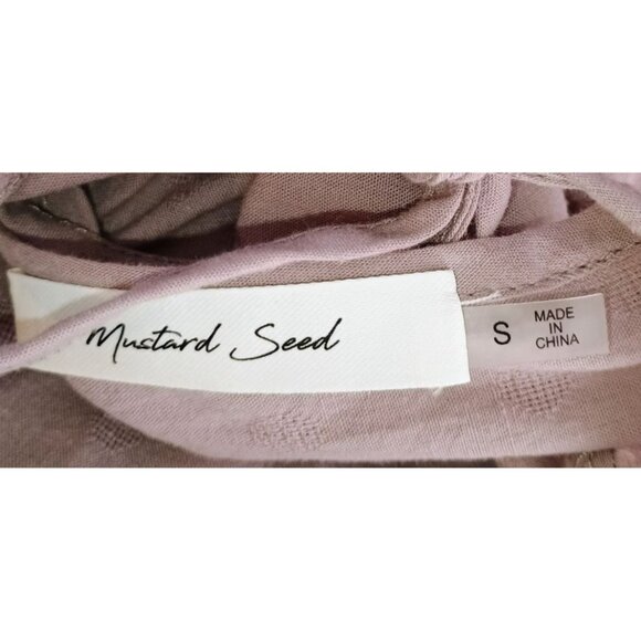 Mustard Seed Women's Mauve Peasant Blouse With Balloon Sleeves & Tie Back Detail - Picture 7 of 8